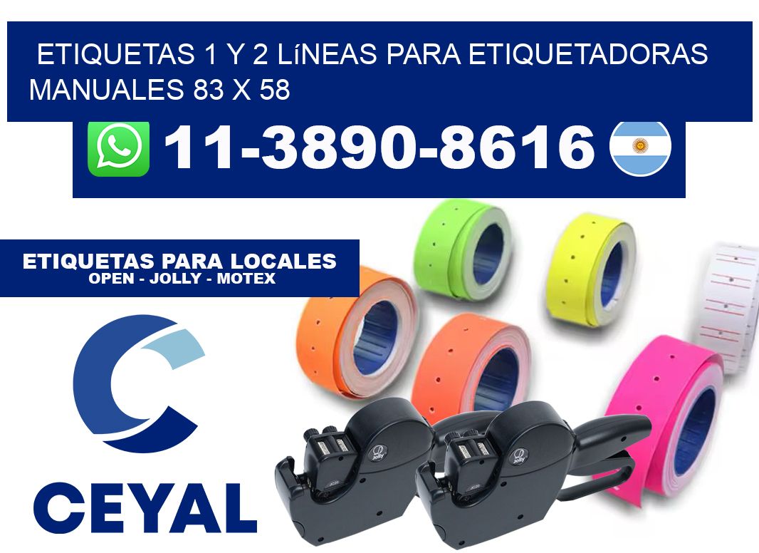 Etiquetas 1 y 2 líneas para etiquetadoras manuales 83 x 58