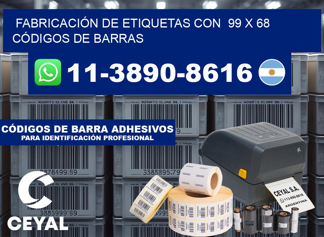 FABRICACIÓN DE ETIQUETAS CON  99 x 68 CÓDIGOS DE BARRAS