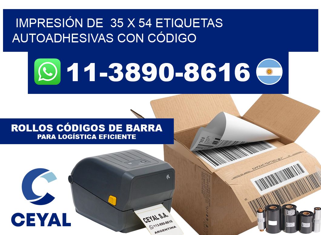 IMPRESIÓN DE  35 x 54 ETIQUETAS AUTOADHESIVAS CON CÓDIGO