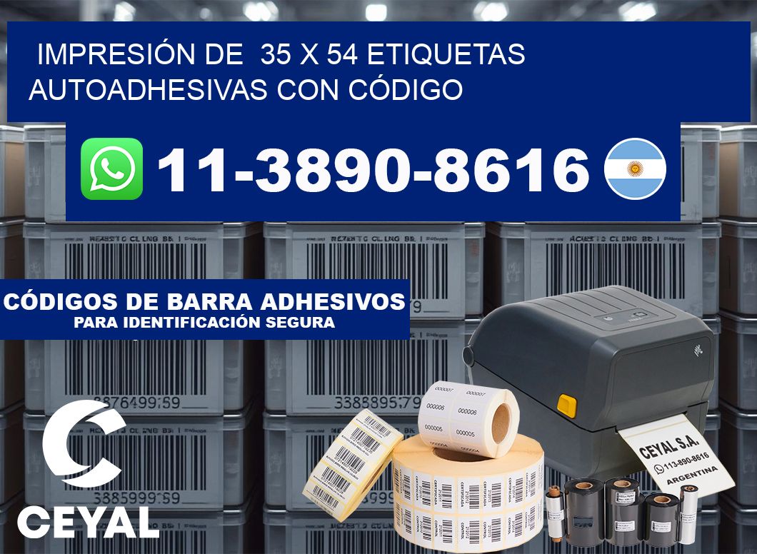 IMPRESIÓN DE  35 x 54 ETIQUETAS AUTOADHESIVAS CON CÓDIGO
