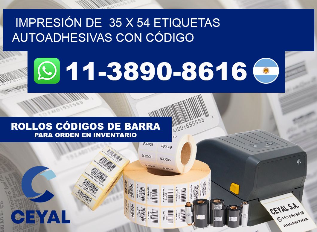 IMPRESIÓN DE  35 x 54 ETIQUETAS AUTOADHESIVAS CON CÓDIGO