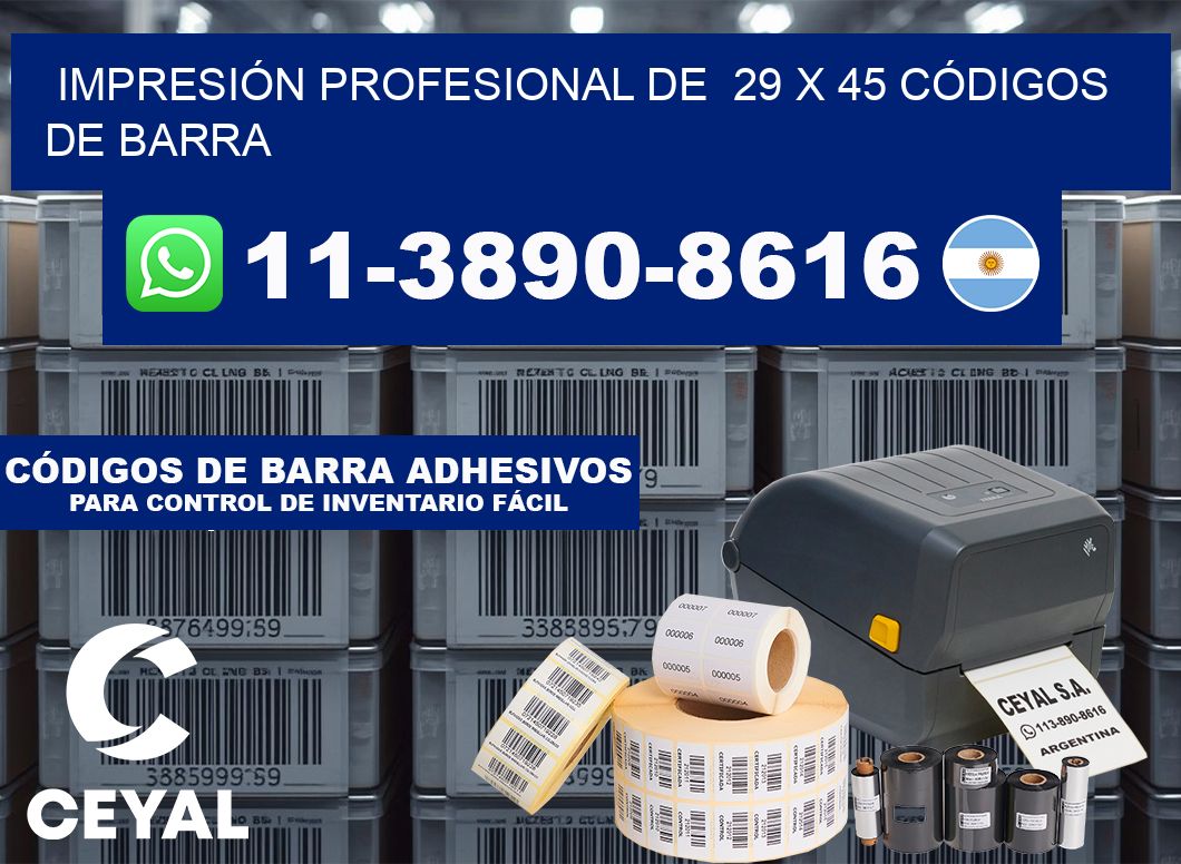 IMPRESIÓN PROFESIONAL DE 29 x 45 CÓDIGOS DE BARRA