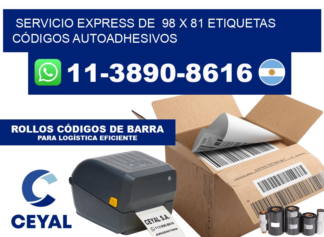 SERVICIO EXPRESS DE  98 x 81 ETIQUETAS CÓDIGOS AUTOADHESIVOS