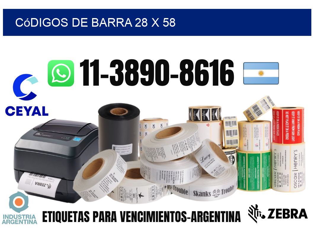 códigos de barra 28 x 58