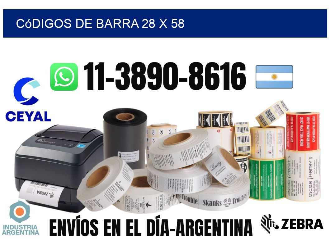 códigos de barra 28 x 58