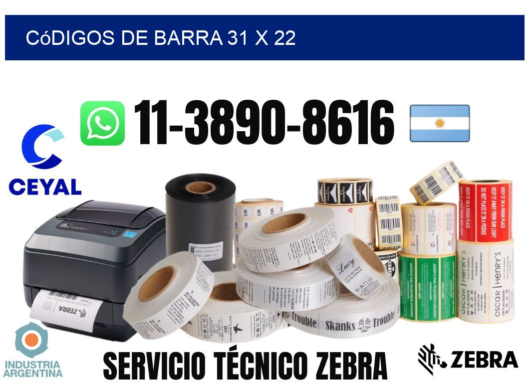 códigos de barra 31 x 22