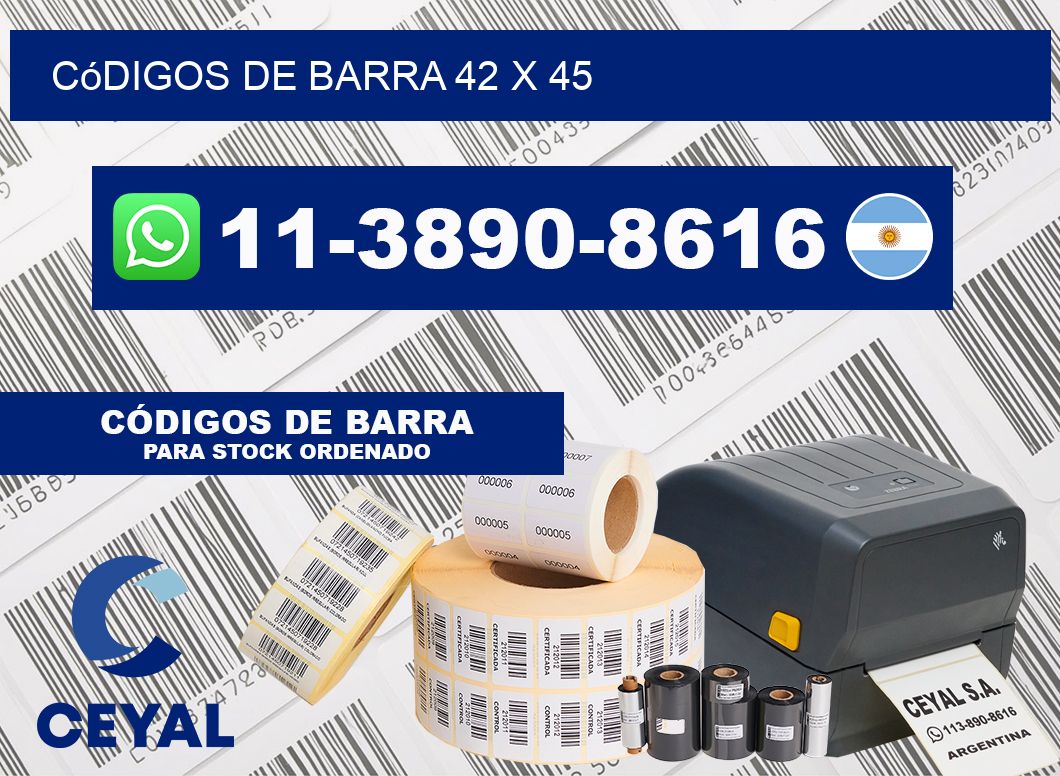 códigos de barra 42 x 45