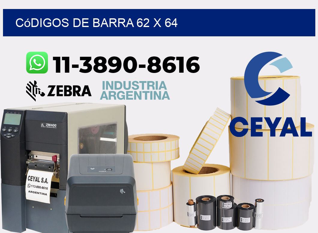 códigos de barra 62 x 64