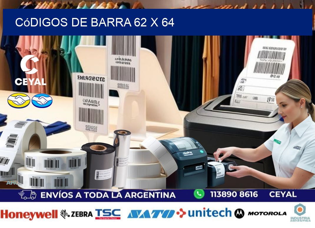 códigos de barra 62 x 64
