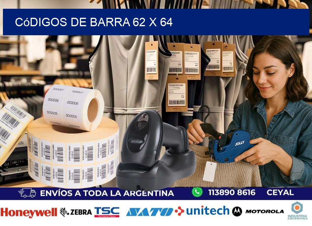 códigos de barra 62 x 64