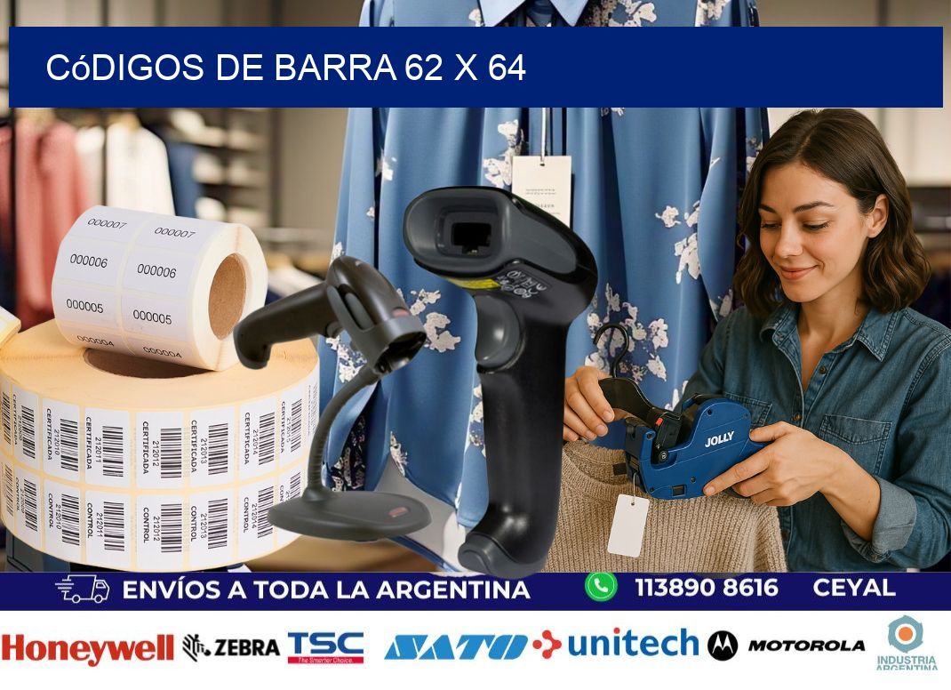 códigos de barra 62 x 64