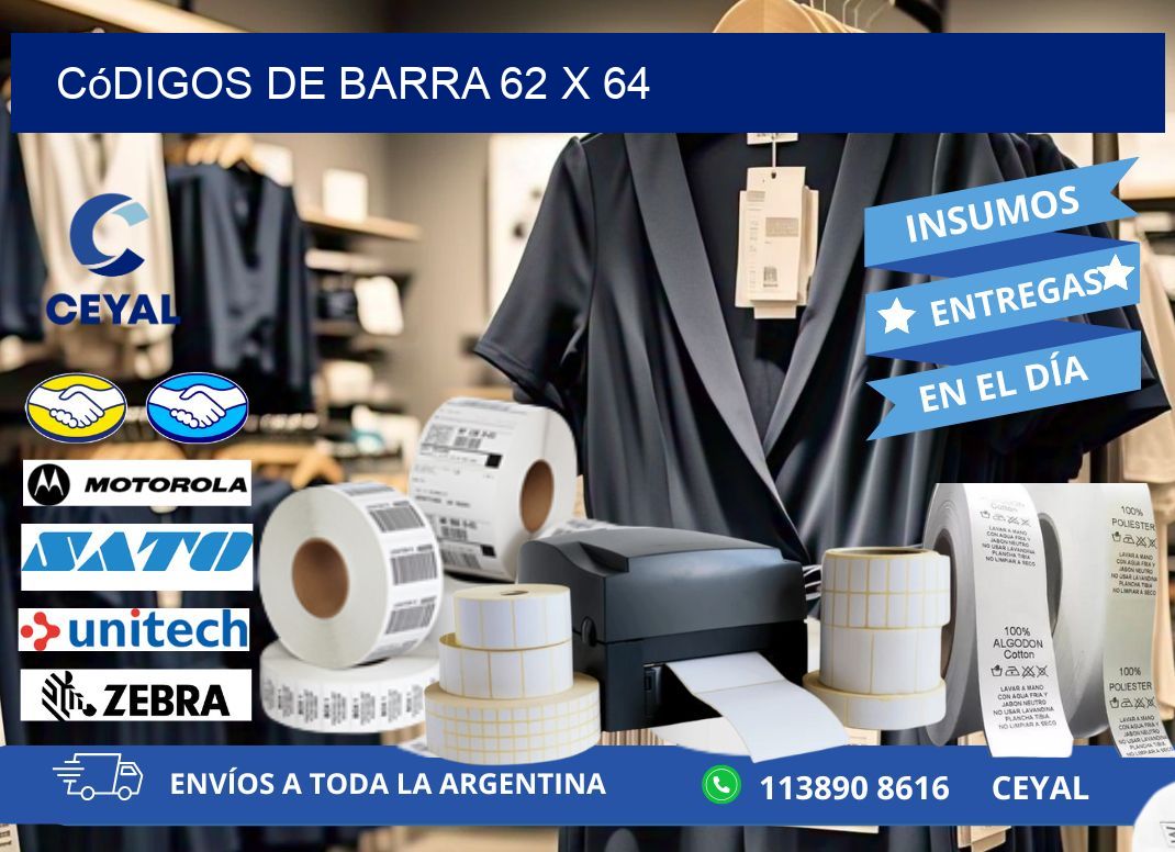códigos de barra 62 x 64