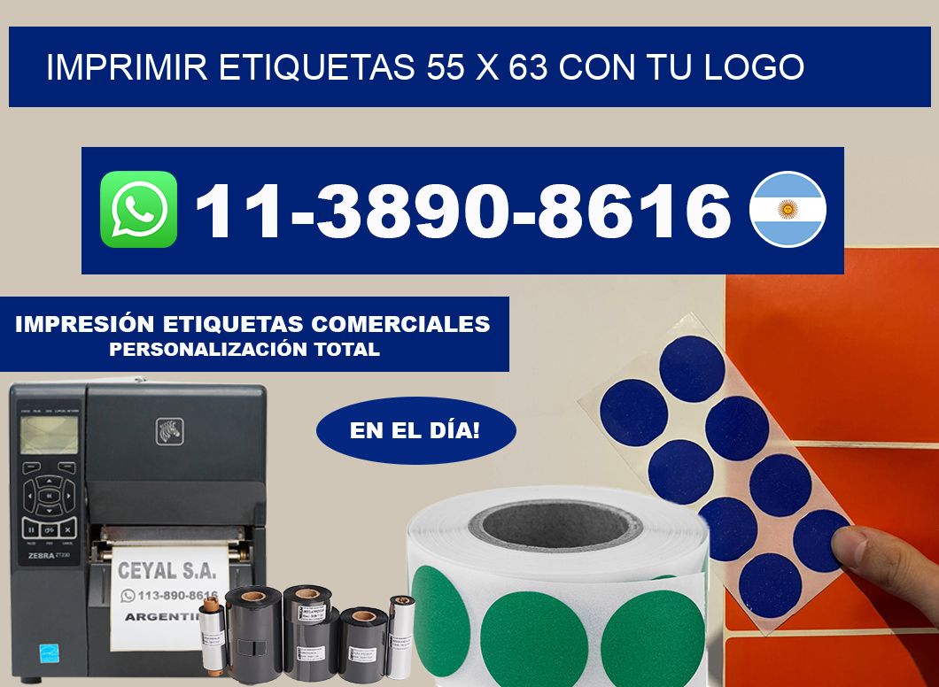 imprimir etiquetas 55 x 63 con tu logo