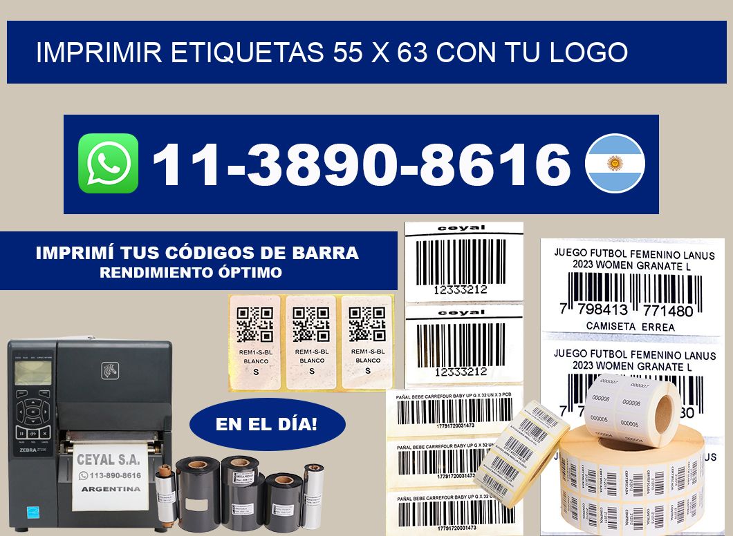 imprimir etiquetas 55 x 63 con tu logo