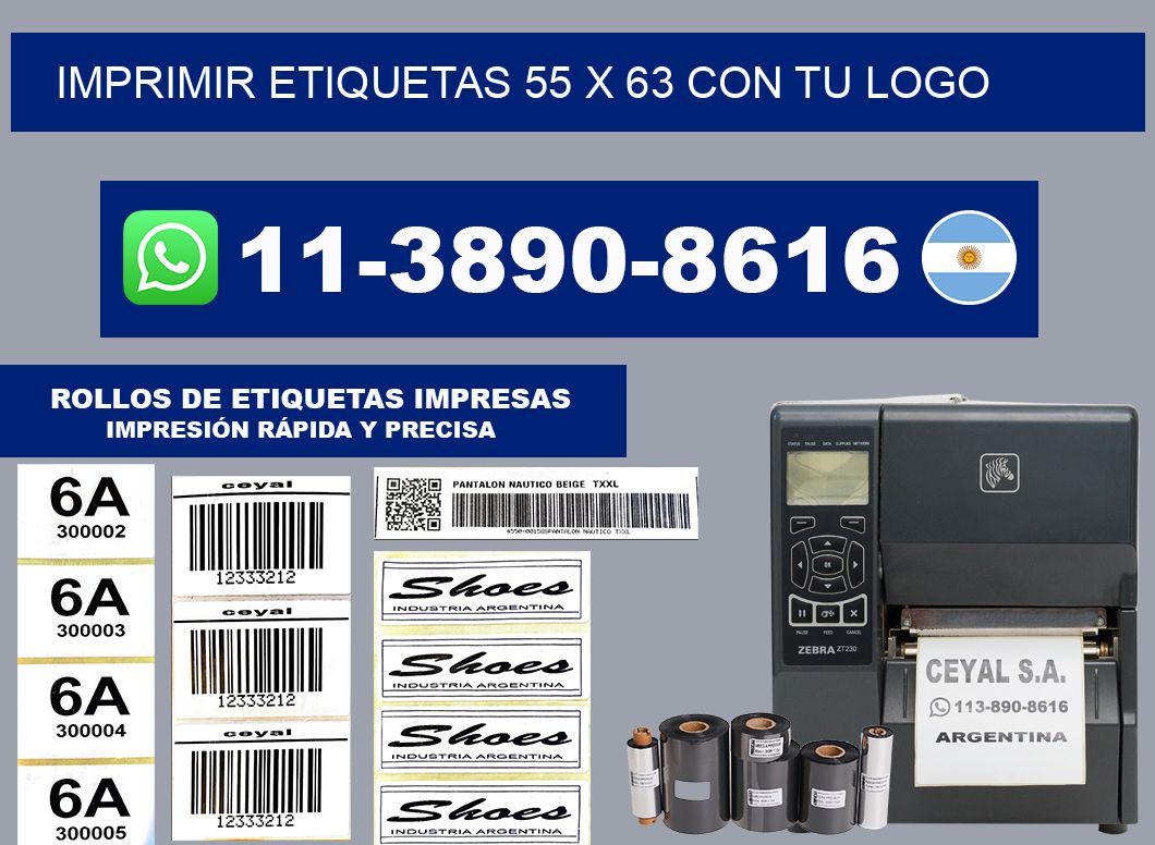 imprimir etiquetas 55 x 63 con tu logo