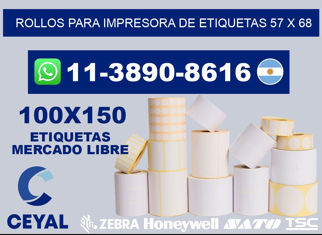 rollos para impresora de etiquetas 57 x 68