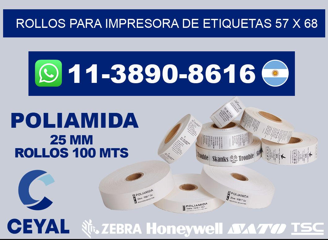 rollos para impresora de etiquetas 57 x 68