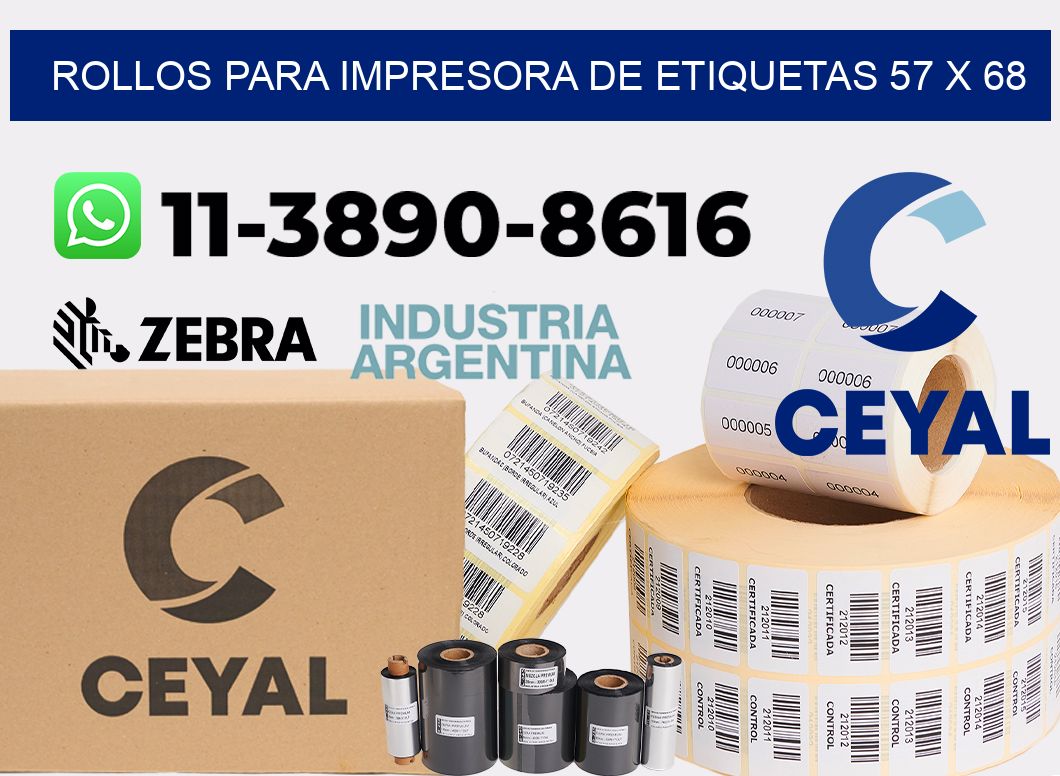 rollos para impresora de etiquetas 57 x 68
