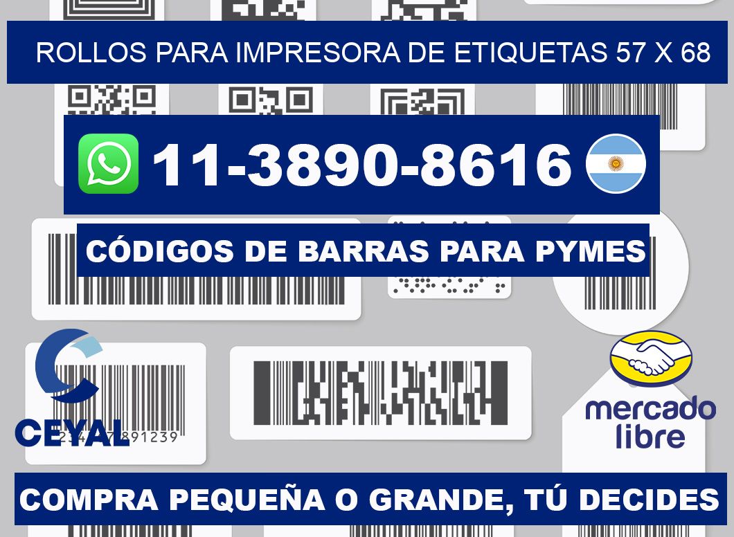 rollos para impresora de etiquetas 57 x 68