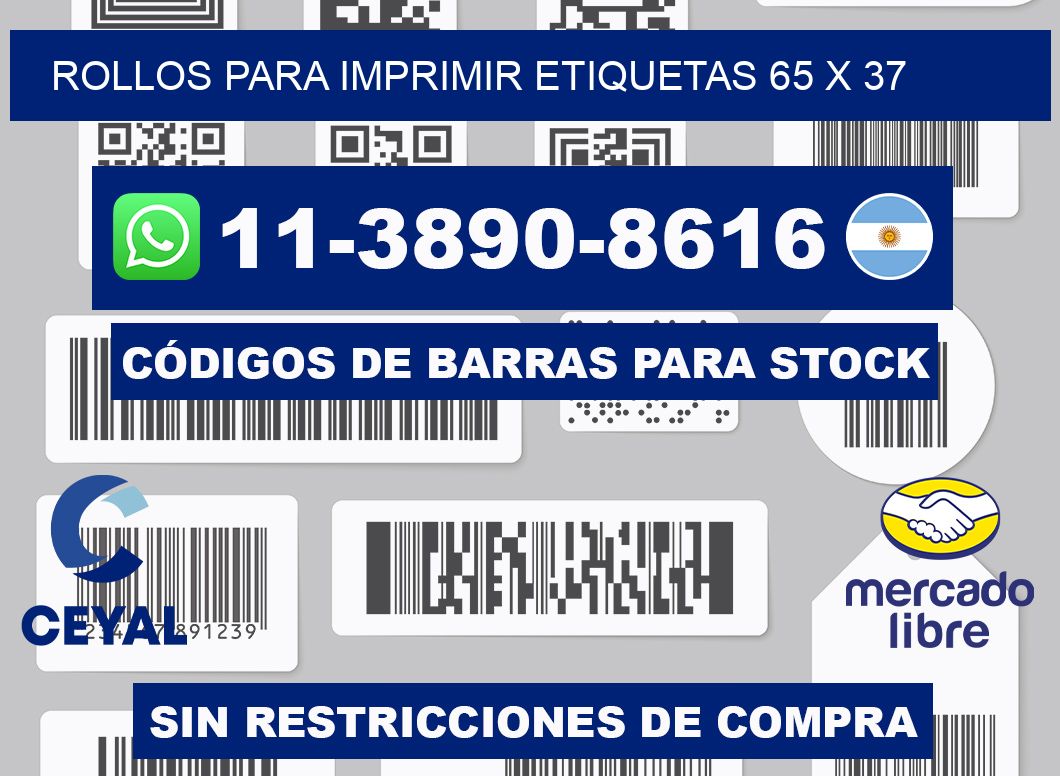 rollos para imprimir etiquetas 65 x 37