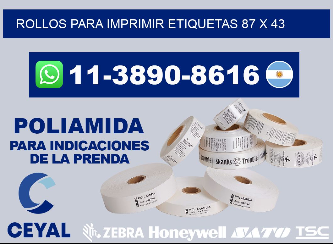 rollos para imprimir etiquetas 87 x 43