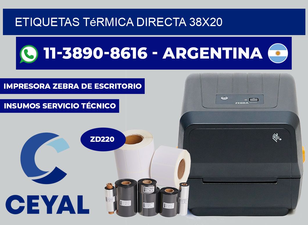 etiquetas térmica directa 38X20