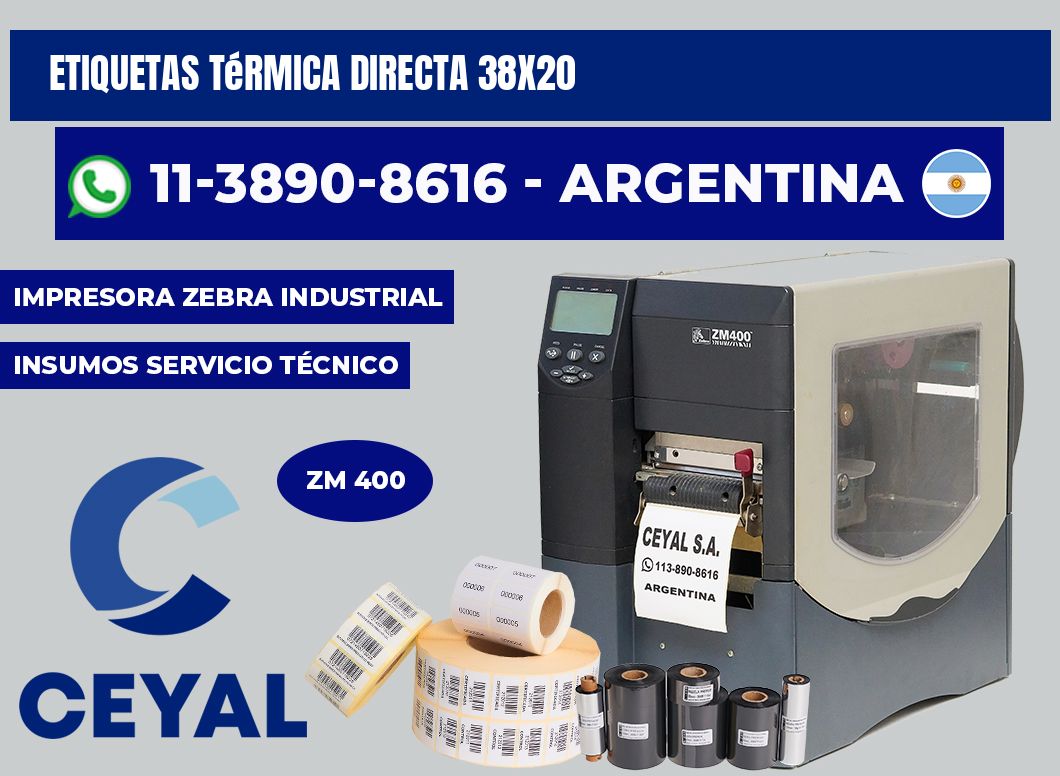 etiquetas térmica directa 38X20