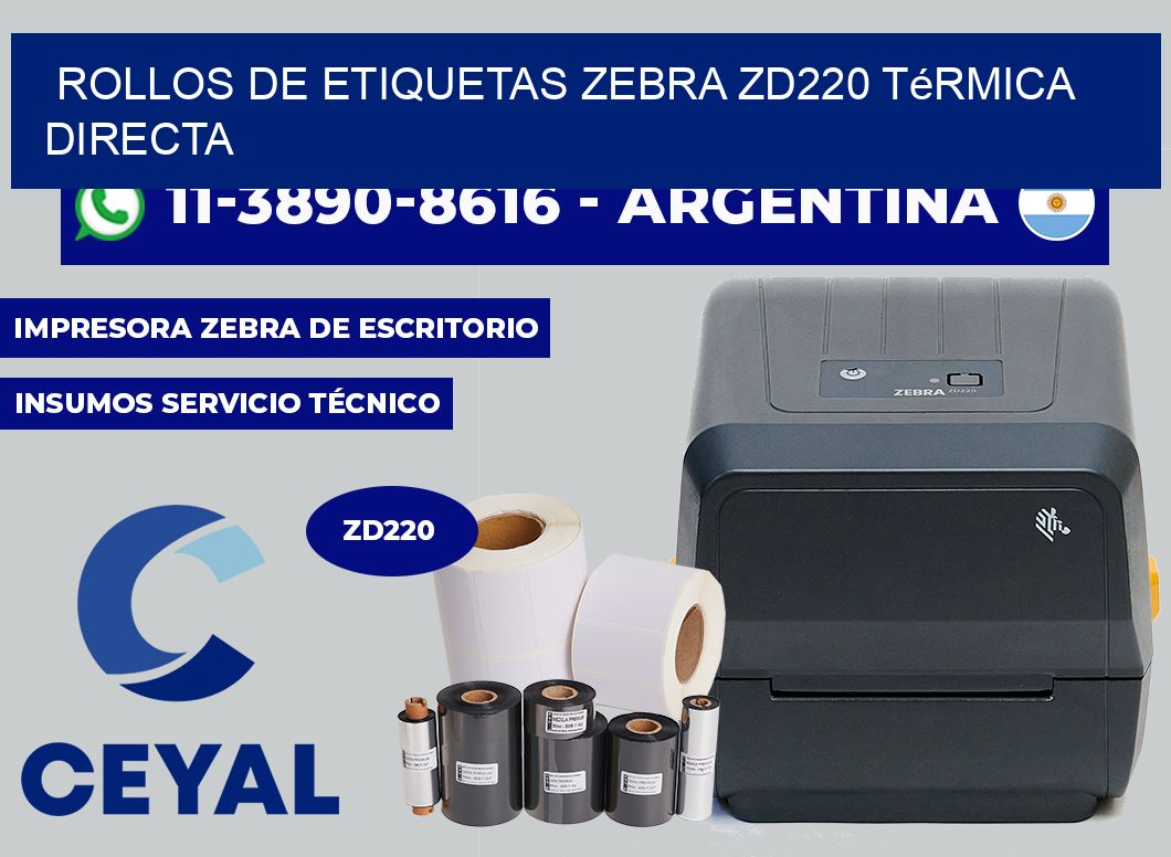 rollos de etiquetas zebra zd220 térmica directa