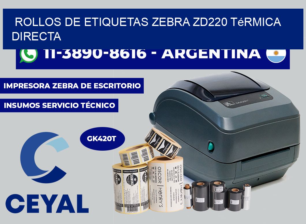 rollos de etiquetas zebra zd220 térmica directa