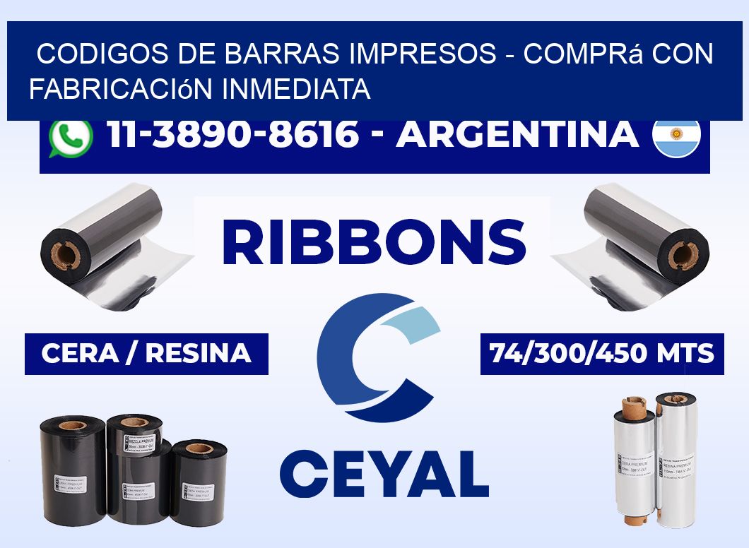 CODIGOS DE BARRAS IMPRESOS - Comprá con fabricación inmediata