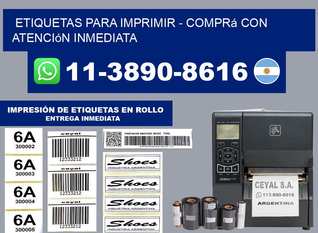 ETIQUETAS PARA IMPRIMIR - Comprá con atención inmediata