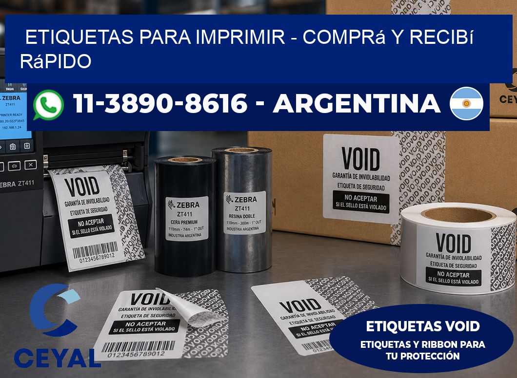ETIQUETAS PARA IMPRIMIR - Comprá y recibí rápido