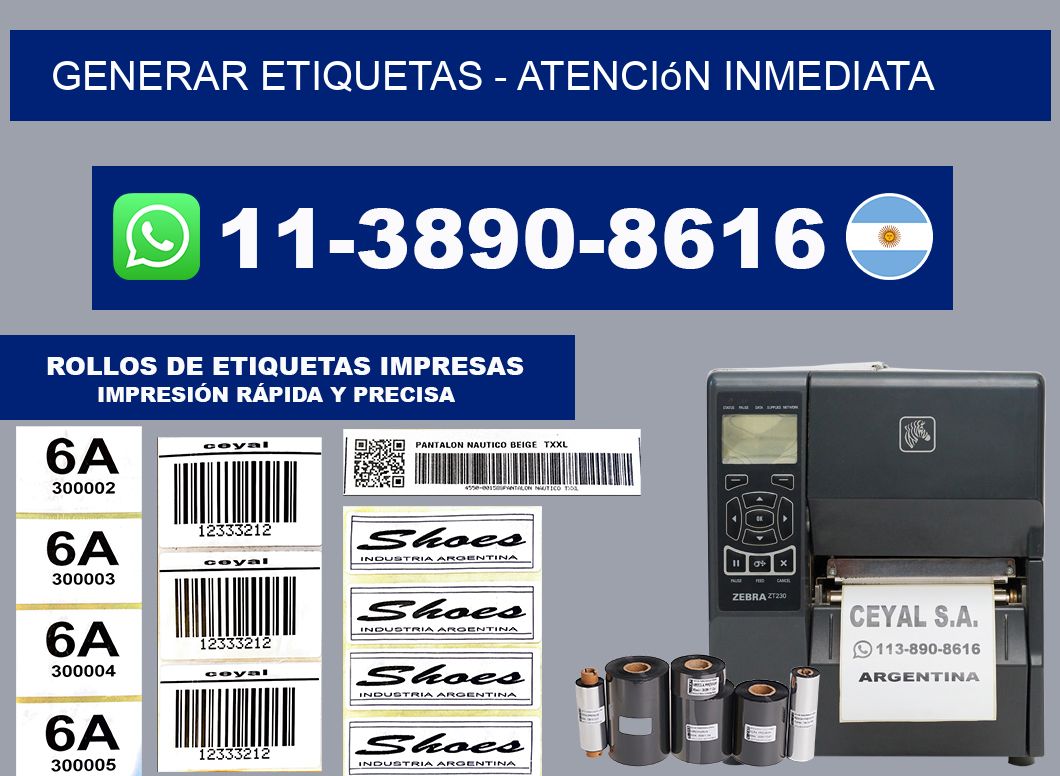 GENERAR ETIQUETAS - Atención inmediata