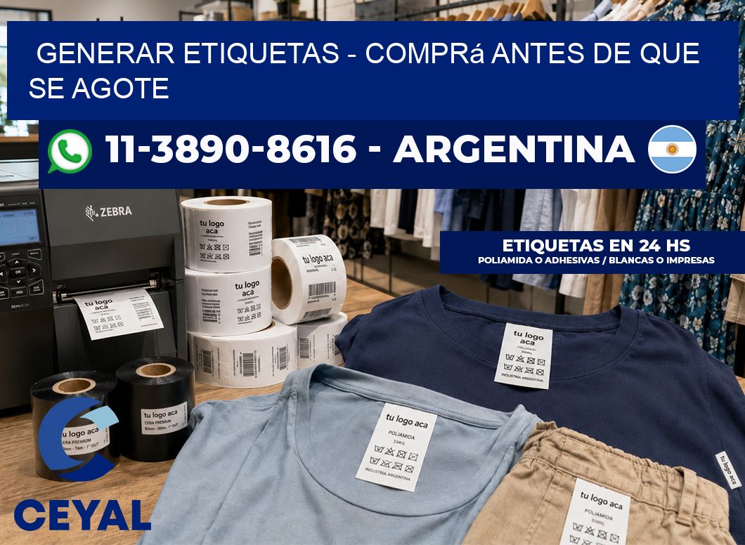 GENERAR ETIQUETAS – Comprá antes de que se agote