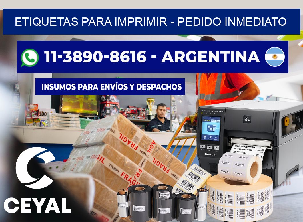 ETIQUETAS PARA IMPRIMIR – Pedido inmediato