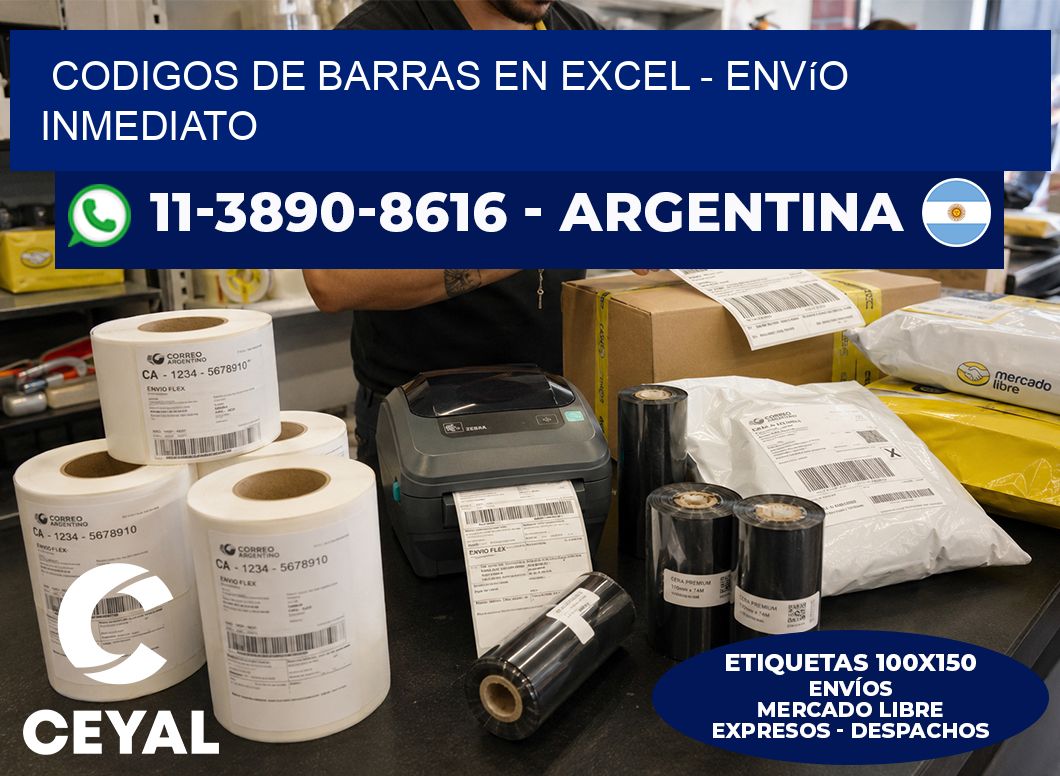 codigos de barras en excel - Envío inmediato