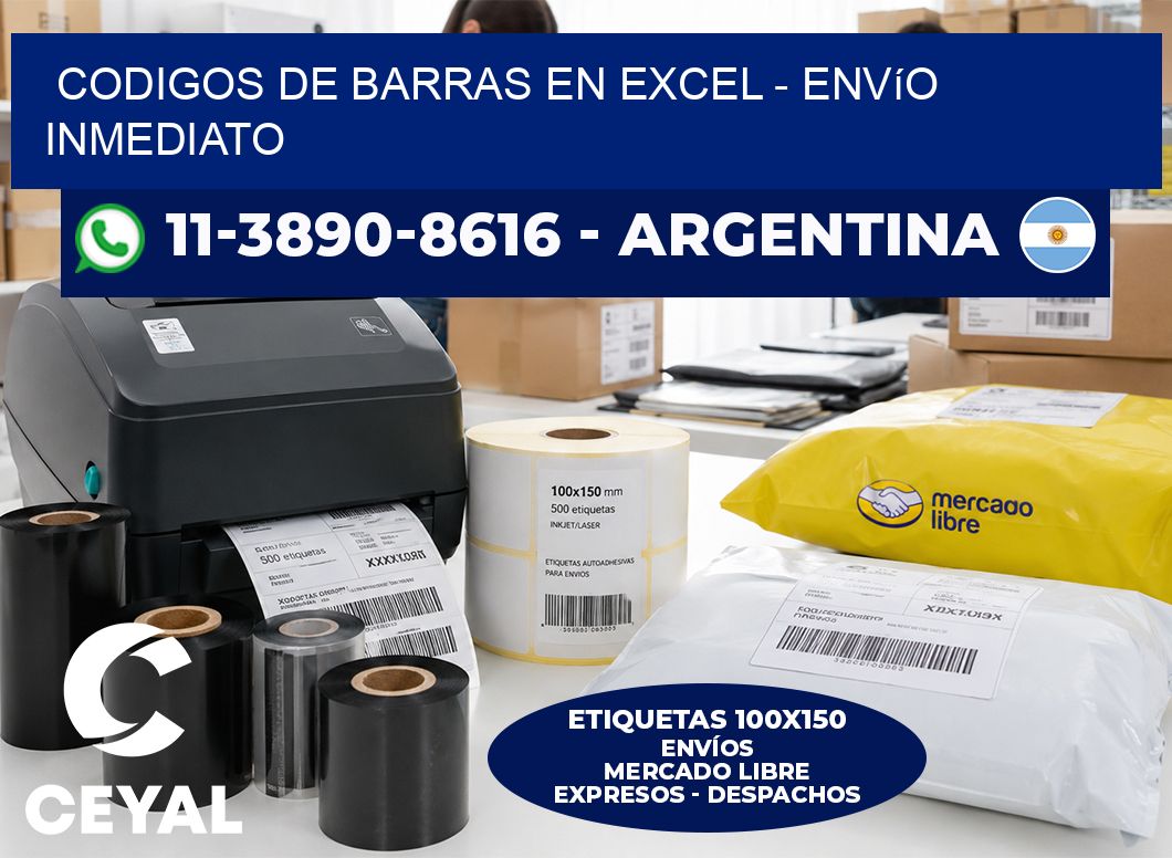 codigos de barras en excel - Envío inmediato